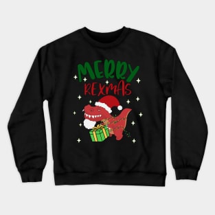 Funny Merry Rexmas Bearded TRex Christmas Hat Merry Xmas Crewneck Sweatshirt